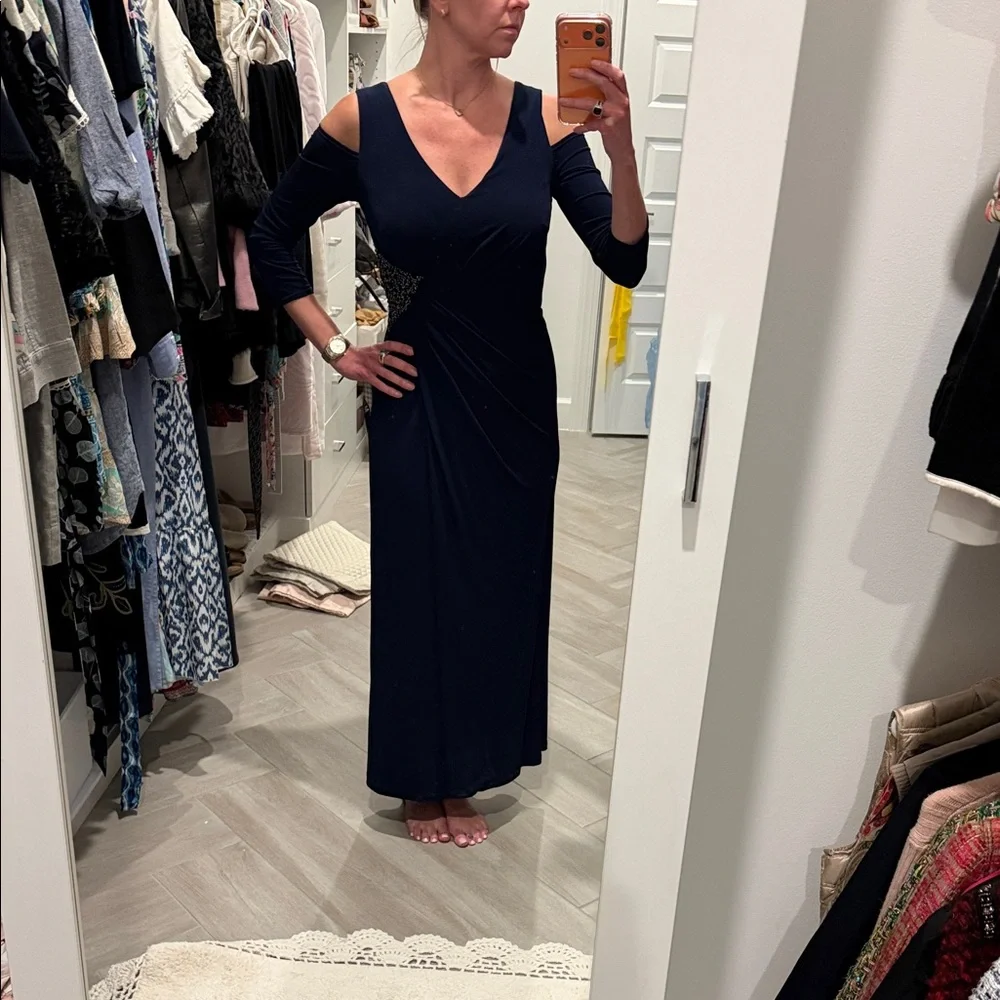 Laundry By Shelli Segal Navy Long Sleeve Dress - Picture 1 of 3